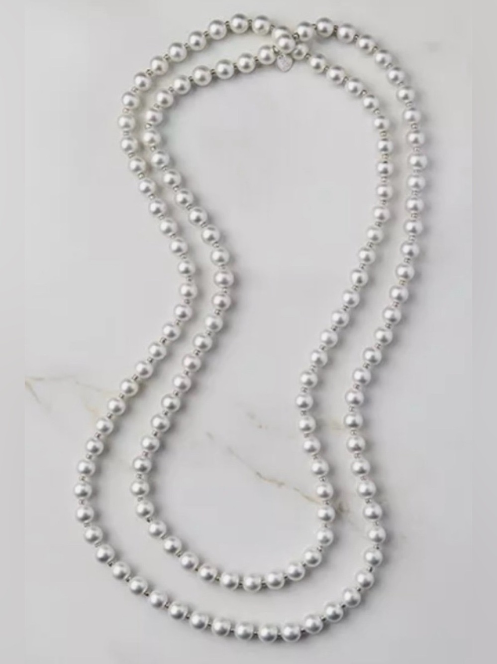 Plunder Design Fashion Jewelry Clara Wren Silver Wood Beaded 58” Necklace